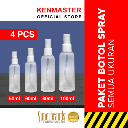 PAKET Botol Spray Refill 50 60 80 100 ml 4 PCS Plastik - Isi Ulang