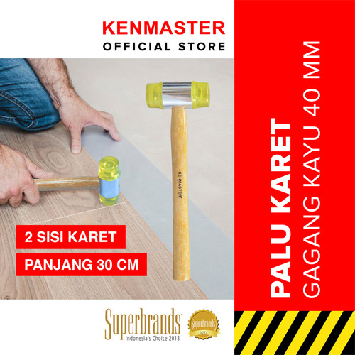 Kenmaster Palu Karet 40mm Gagang Kayu Kuning - PLKR009