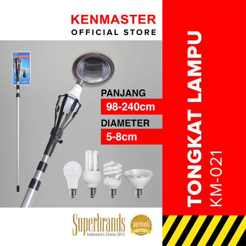 Paket Lampu 7Watt + Tongkat Lampu KM-021-8 Jari / 2.4 Meter Kenmaster