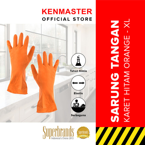 Kenmaster Sarung Tangan Karet Hitam Orange Size XL - 1 Pasang