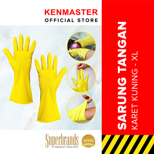 Kenmaster Sarung Tangan Karet Kuning XL - 1 Pasang