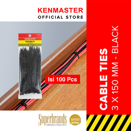 Kenmaster Cable Ties 3x15cmx100Pcs Black 1 PACK