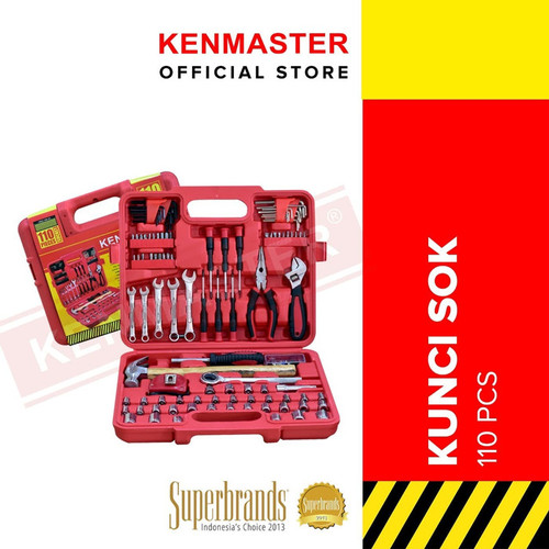 Kenmaster Tool Kit/ Kunci Sok 110 Pcs - Red Box