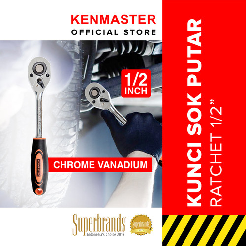 Kenmaster Gagang Kunci Sok Putar 1/2" - CRV Ratchet Handle KM-2024