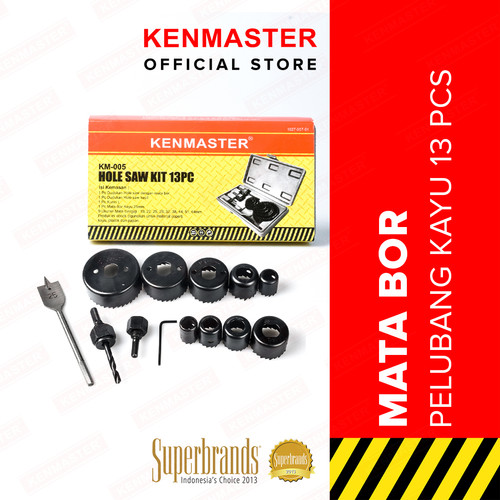 Kenmaster Hole Saw Kit 13 Pc KM-005 - Mata Bor Kayu Pelubang Pipa