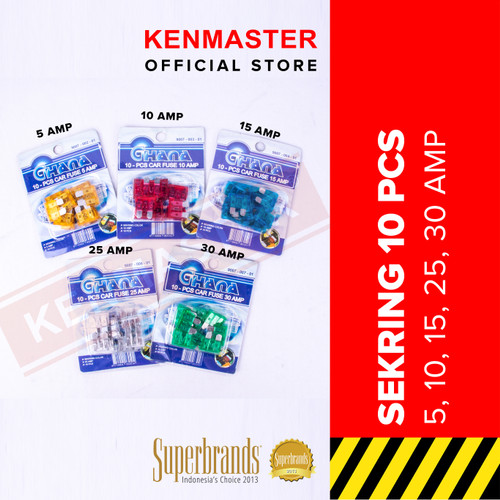 Sekring Colok Besar / Gede 5-30 AMP Isi 10 Pcs Per Pack - Warna Random