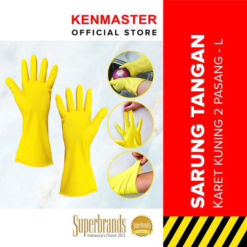 Kenmaster Sarung Tangan Karet Kuning L 2 Pasang