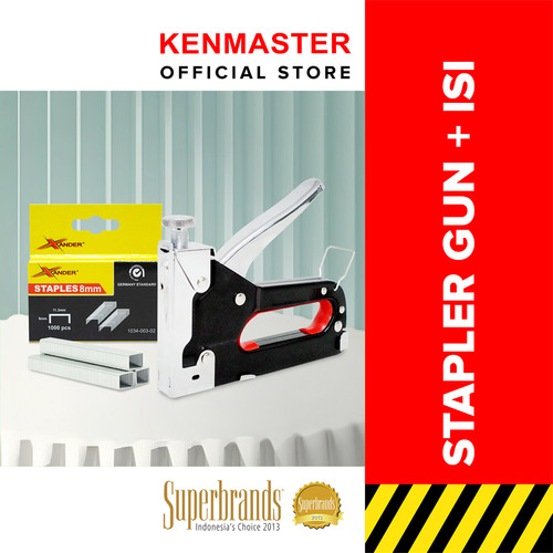 Kenmaster Stapler Gun Besi 4-14MM Plus Isi Stapler 8mm 1 Box