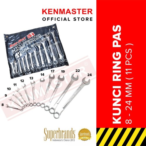 Sunflex Kunci Ring Pas 11 Pcs 8mm - 24mm CRV