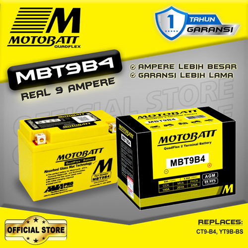 Motobatt Quadflex MBT9B4 - 9Ah (Garansi 1 Tahun)