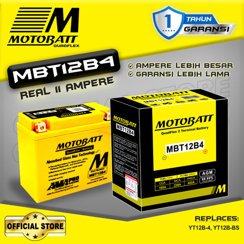 Motobatt Quadflex MBT12B4 - 11Ah (Garansi 1 Tahun)