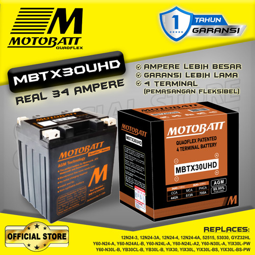 Motobatt Quadflex MBTX30UHD - 32Ah (Garansi 1 Tahun)