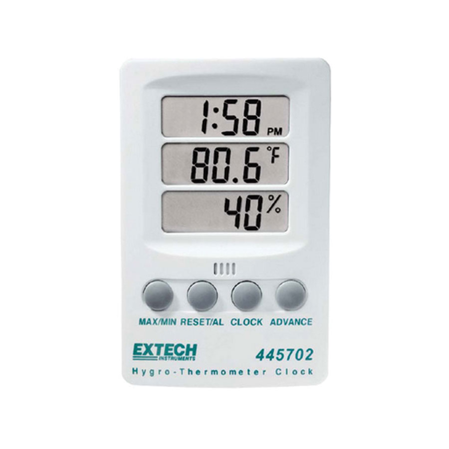 EXTECH HYGRO THERMOMETER CLOCK 445702