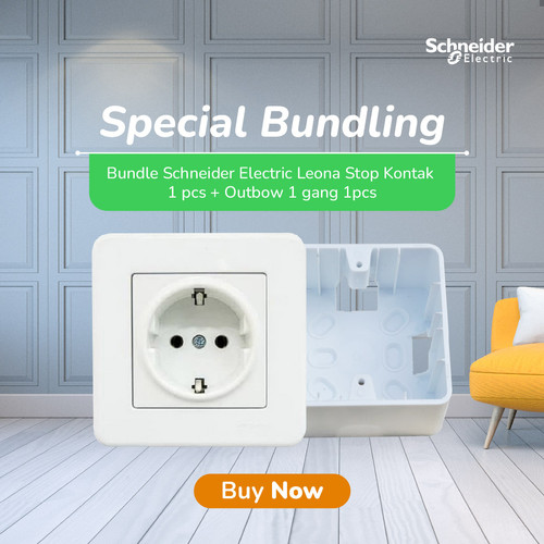 Bundle Schneider Electric Leona Stop Kontak Non CP + Outbow 1 gang