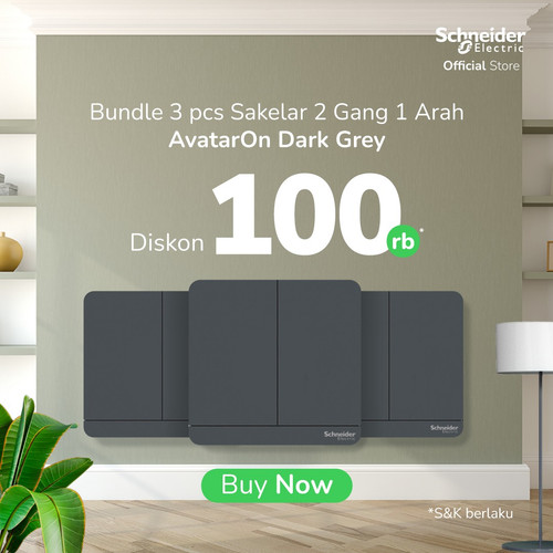 Bundle Schneider Electric AvatarOn Saklar Dark Grey - 2G 1A (3Pcs)