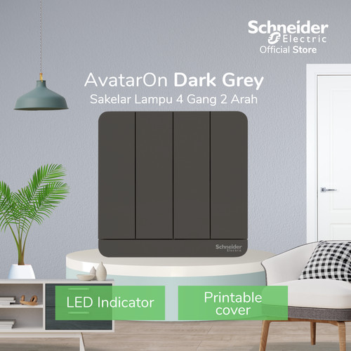 Schneider Electric AvatarOn Saklar Lampu Grey - 4 Gang 2 Arah