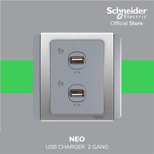 Schneider Electric NEO USB Charger - 2 Gang USB Charger - E3032USB_GS