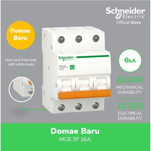 Schneider Electric NEW DOMAE MCB 16A 3P - DOMF01316