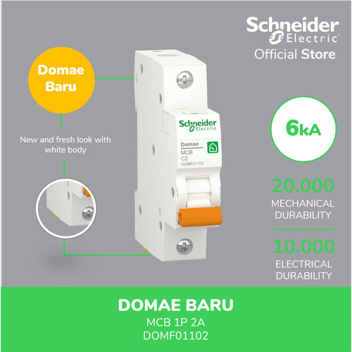 Schneider Electric NEW DOMAE MCB 2A 1P - DOMF01102