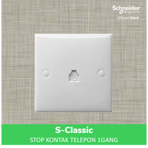 Schneider Electric S-Classic Stop Kontak Telepon - 1 Gang - ET01_4_WE