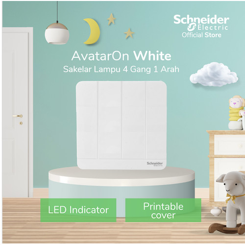 Schneider Electric AvatarOn Saklar Lampu Putih - 4 Gang 1 Arah