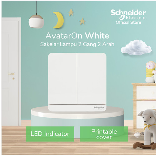 Schneider Electric AvatarOn Saklar Lampu Putih - 2 Gang 2 Arah