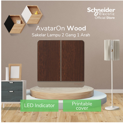 Schneider Electric AvatarOn Saklar Lampu Wood - 2 Gang 1 Arah