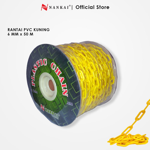 Rantai Plastik Meteran 6mm x 50m Kuning Nankai