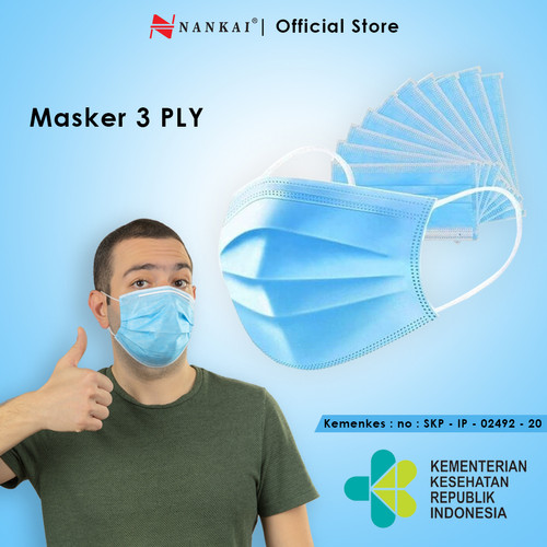 Masker 3 Ply Sekali Pakai (50 Pcs) Nankai