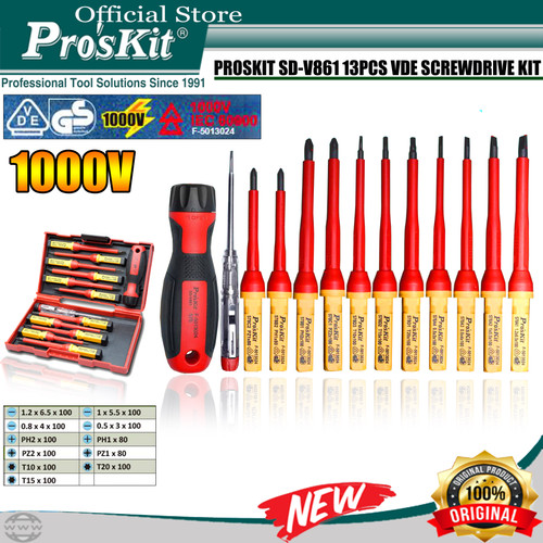 Proskit SD-V861 13 IN 1 Obeng Listrik VDE 1000V Insulation Screwdriver