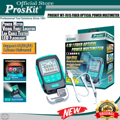 Proskit MT-7615 4 in 1 Multimeter Peralatan Fiber Optic Power Visualt