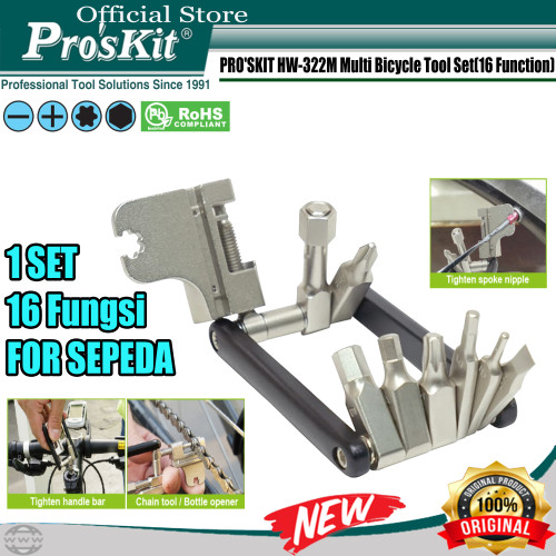 Bike Tool Kit Set 16 IN 1 Set Kunci Sepeda Lipat Proskit HW-322M ORI