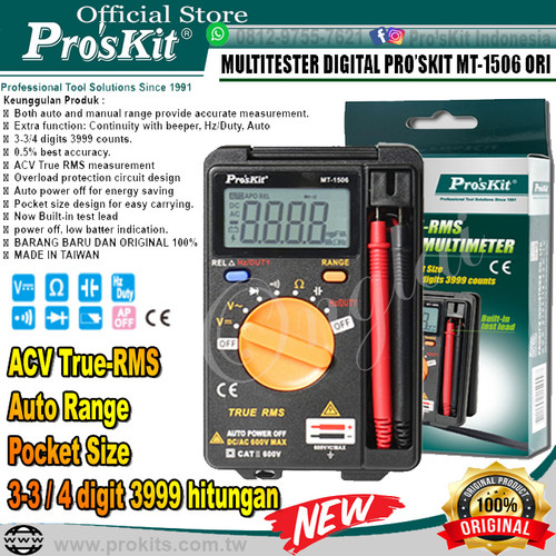 Multitester Digital Auto True Range RMS PRO'SKIT MT-1506 Multimeter OR