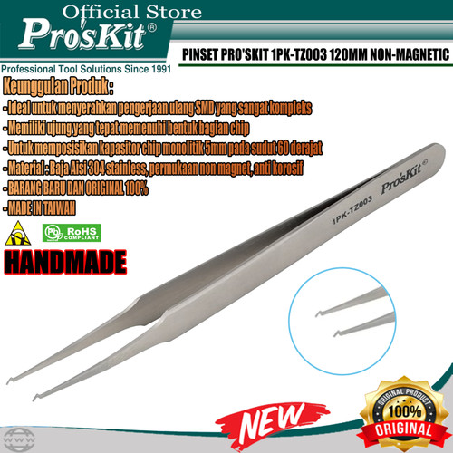 PINSET Penjepit SMD TWEEZERS PRO'SKIT 1PK-TZ003 120MM NON-MAGNETIC ORI