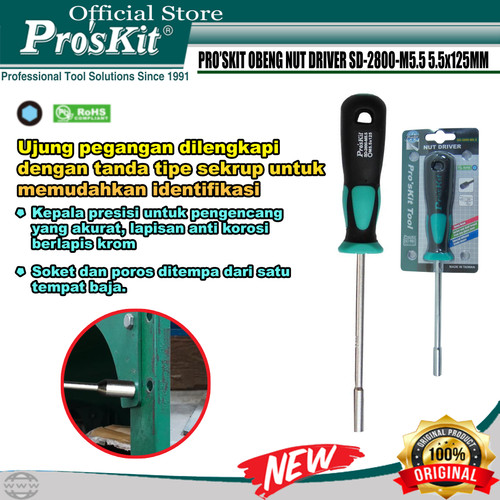 PROSKIT OBENG NUT DRIVER PRO'SKIT SD-2800-M5.5 5.5 X 125MM ORIGINAL