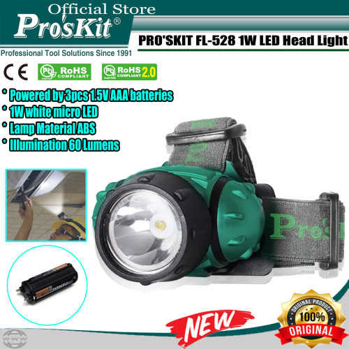 Senter Kepala PRO'SKIT FL-528 1W LED Head Light ORIGINAL