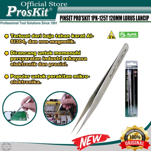 Pinset PRO'SKIT 1PK-125T 120MM Lurus Lancip ORIGINAL