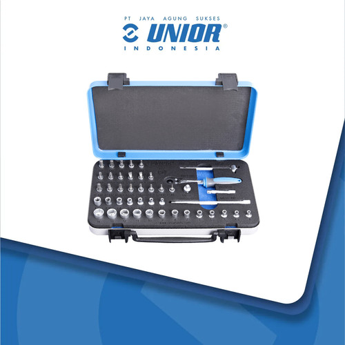 UNIOR Socket set 1/4" in metal box - 188B