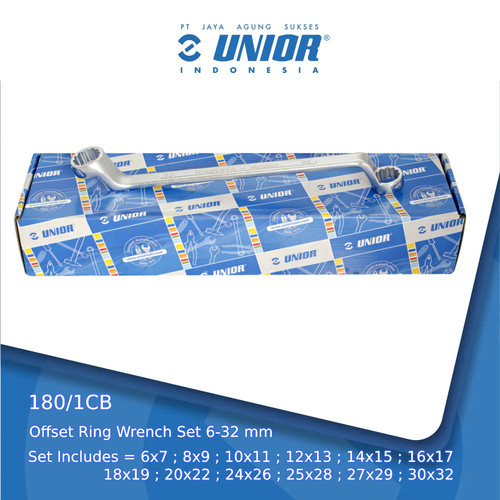 UNIOR Set of Offset Ring Wrenches in Carton Box - 180/1CB