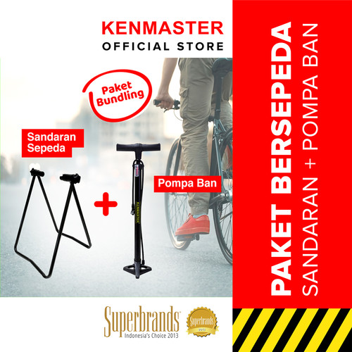 Kenmaster Paket Bersepeda Pompa Hitam + Sandaran Sepeda