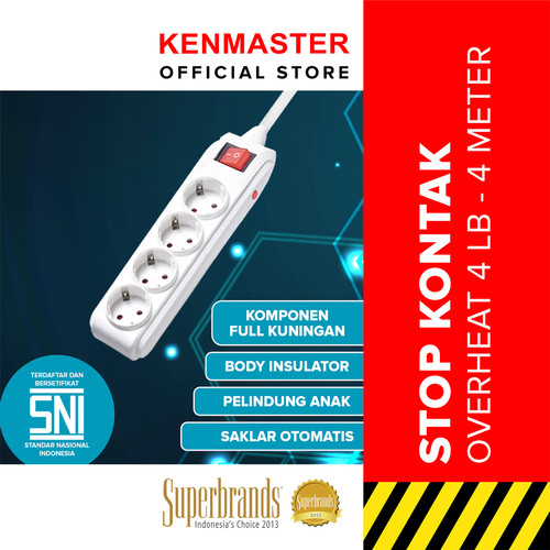 Kenmaster Stop Kontak 4 LB Overheat With 4M Cable (SNI)-STKA125