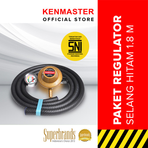 Kenmaster Paket Regulator Otomatis + Meter + Selang 1,8M Hitam