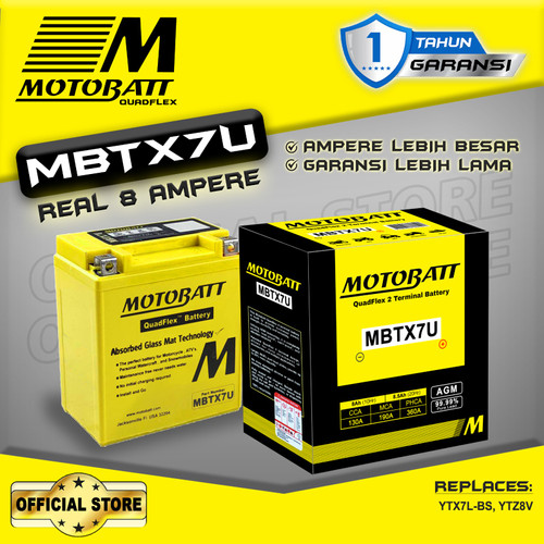 Motobatt Quadflex MBTX7U - 8Ah (Garansi 1 Tahun)