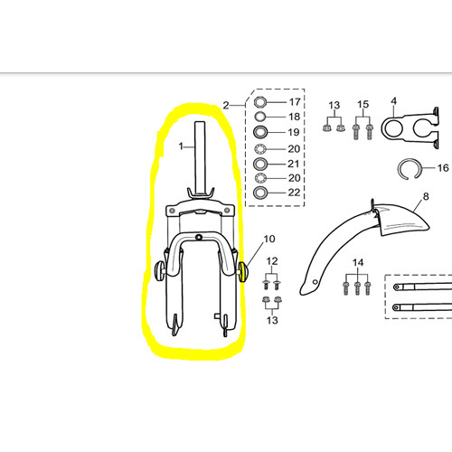 Segitiga Set Sokbeker Sepeda Listrik E-Bike UNO / Steering Steem Assy