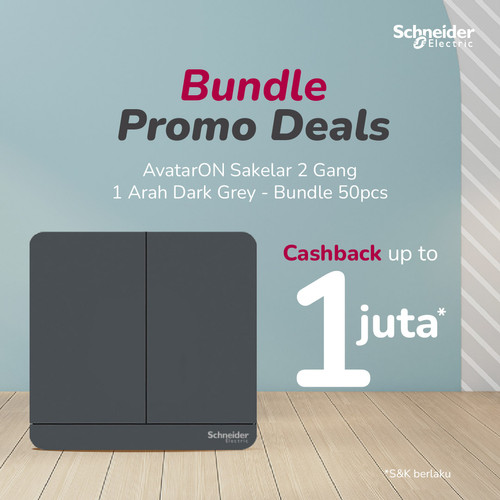 Bundle Schneider Electric AvatarOn Sakelar 2gang1 arah Dark Grey-50pcs