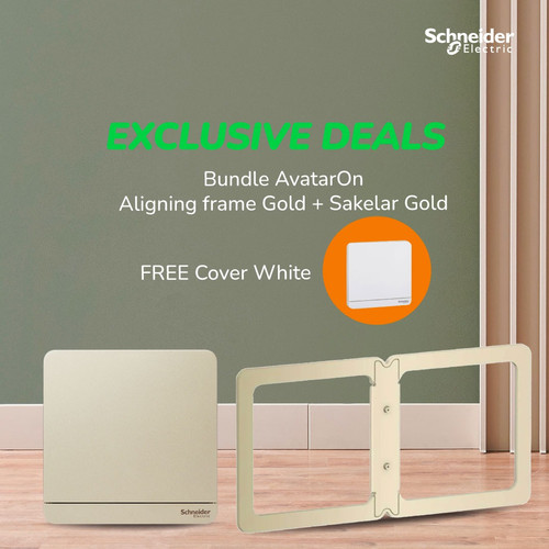 Bundle Schneider Electric AvatarOn Frame + Saklar Gold Free Cover