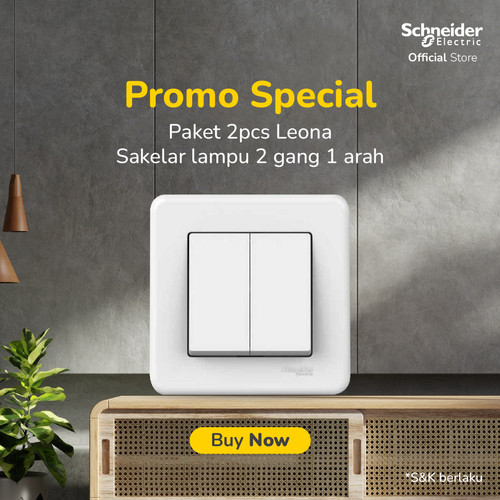 Bundle 2pcs - Schneider Leona saklar lampu 2 gang 1 arah - LNA0300321