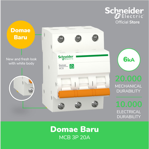 Schneider Electric NEW DOMAE MCB 20A 3P - DOMF01320