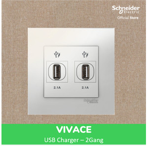 Schneider Electric Vivace USB Charger 2.1A - 2 Gang - KB32USB_WE