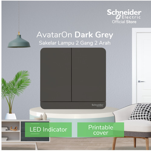 Schneider Electric AvatarOn Saklar Lampu Dark Grey - 2 Gang 2 Arah